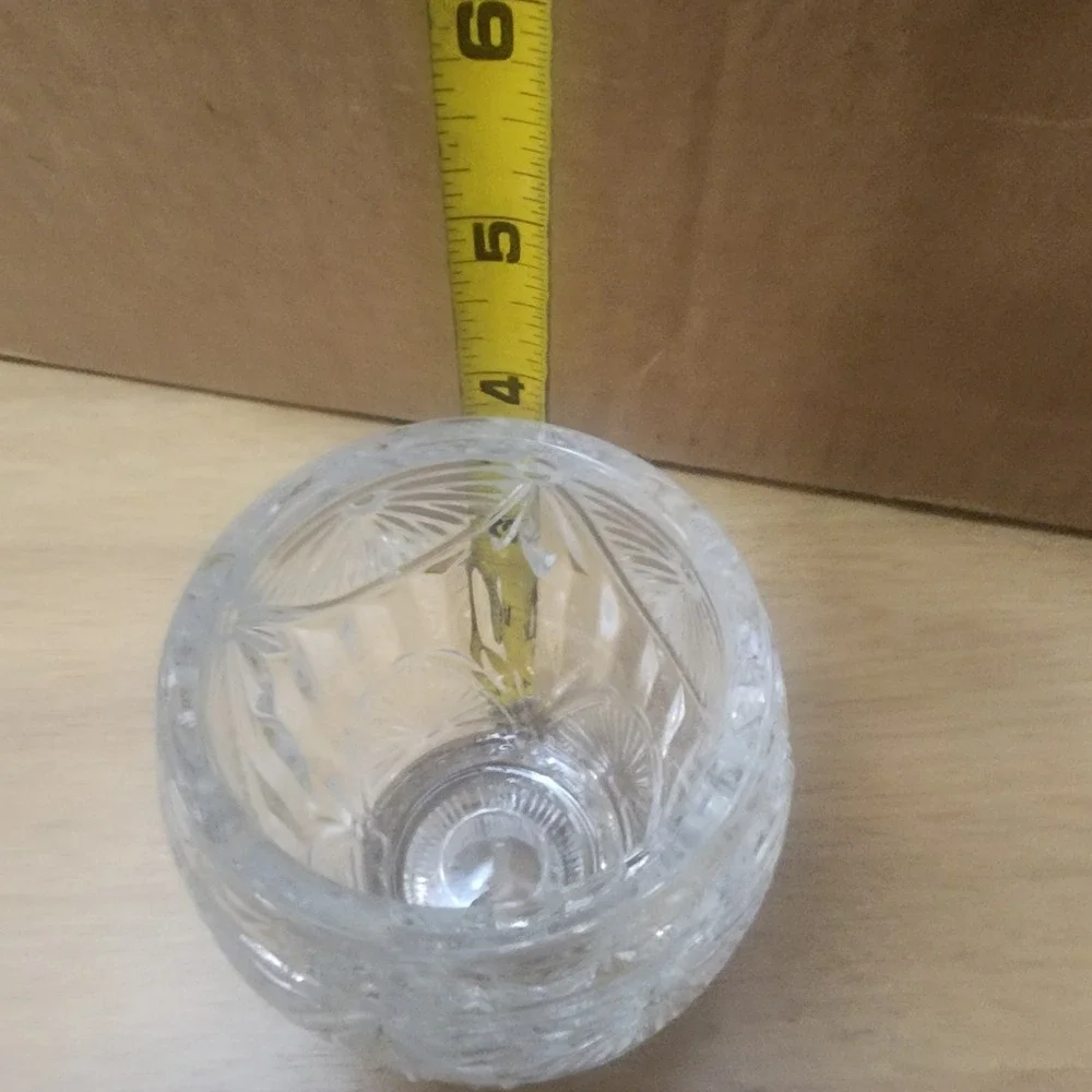 Vintage Crystal Clear Industries Fan Pattern Footed Votive Glass Candleholder
